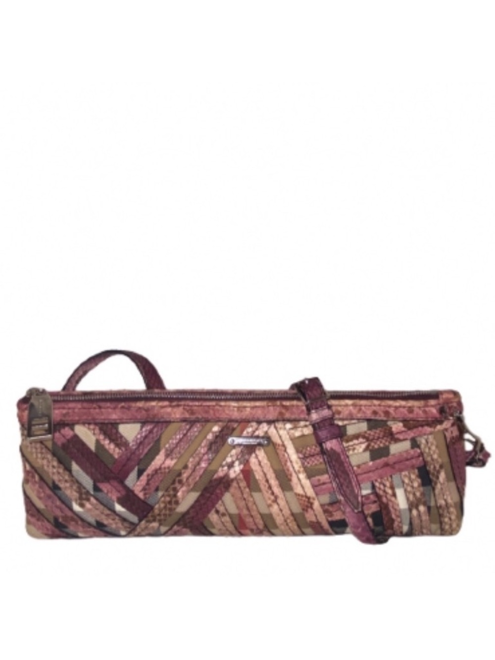 Burberry Prorsum Patchwork Snakeskin Leather Clutch Wristlet Burgundy Multi